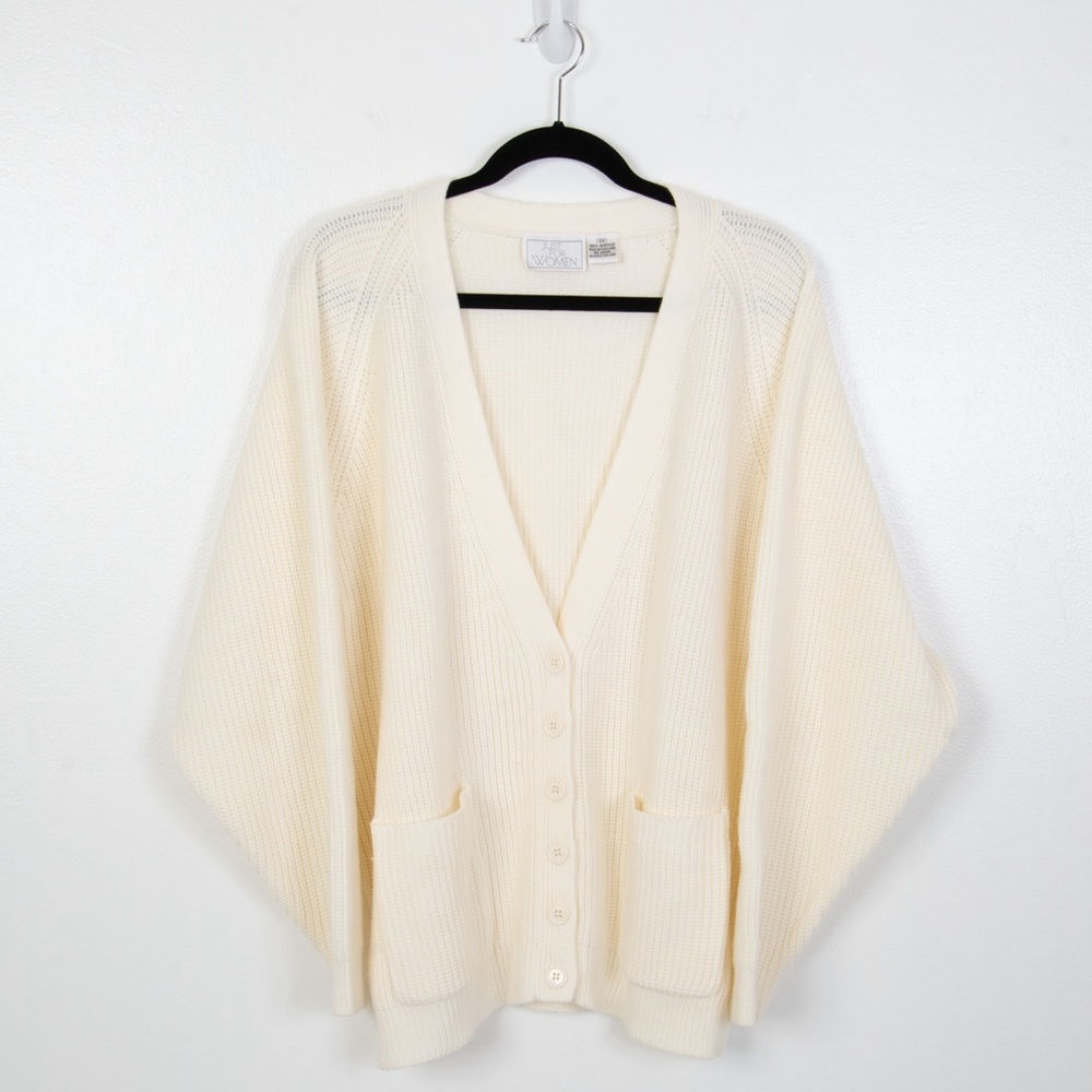 Vintage Chunky Just For Women Cream/White Cardigan